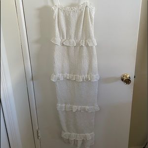 Fashionova MIDI length white ruffled tiered dress